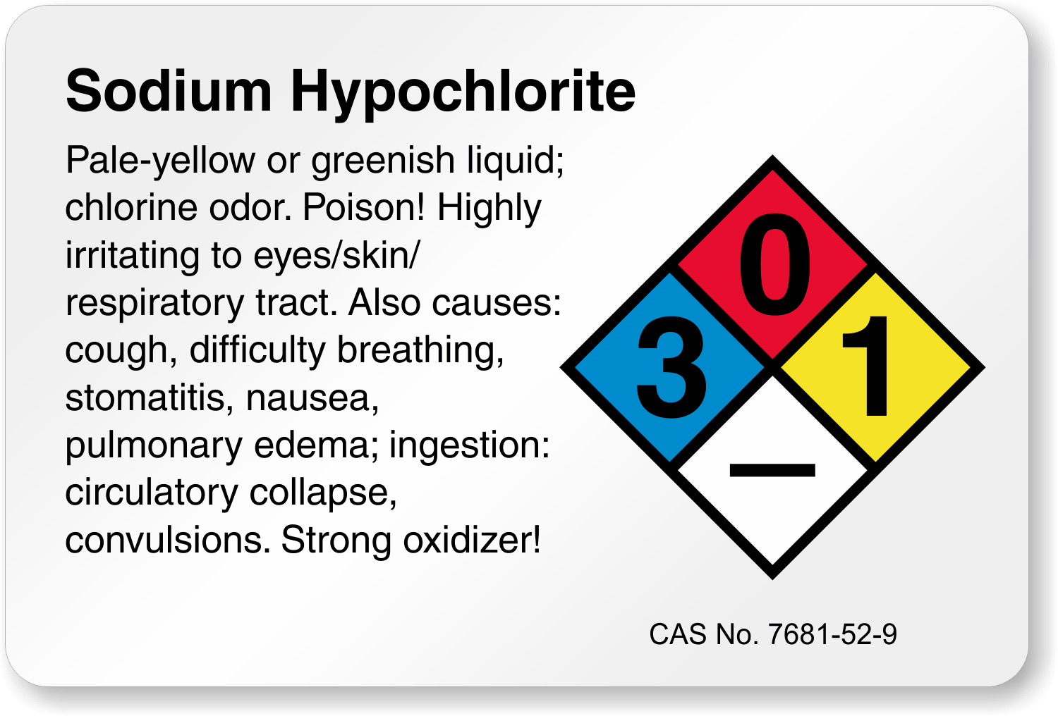 HCL Labels 16oz GHS Sodium Hypochlorite (Bleach) Spray Bottle (Pack of