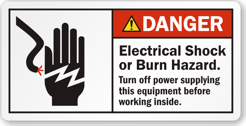 Seton Hazard Warning Labels - Danger Electrical Hazard Turn Off Before Servicing L4505